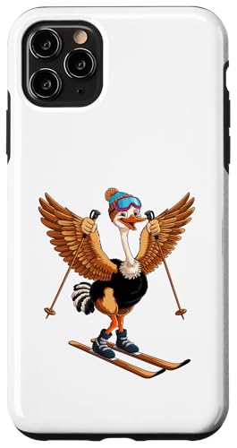Lustiges Cartoon-Straußen-Ski-Abenteuer Hülle für iPhone 11 Pro Max von Winter Snow Animals