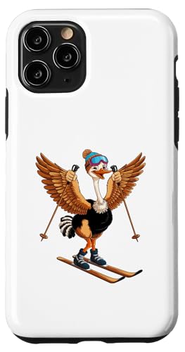 Lustiges Cartoon-Straußen-Ski-Abenteuer Hülle für iPhone 11 Pro von Winter Snow Animals