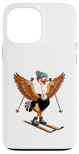 Lustiges Cartoon-Straußen-Ski-Abenteuer Hülle für iPhone 13 Pro Max von Winter Snow Animals