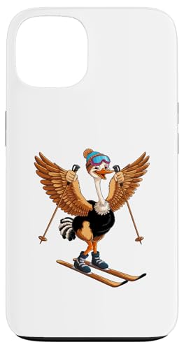 Lustiges Cartoon-Straußen-Ski-Abenteuer Hülle für iPhone 13 von Winter Snow Animals