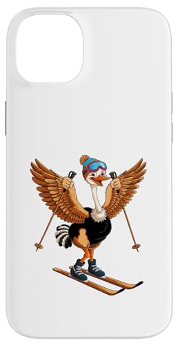 Lustiges Cartoon-Straußen-Ski-Abenteuer Hülle für iPhone 14 Plus von Winter Snow Animals