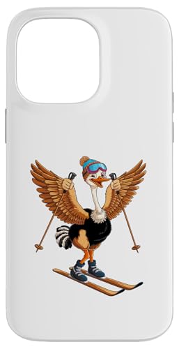 Lustiges Cartoon-Straußen-Ski-Abenteuer Hülle für iPhone 14 Pro Max von Winter Snow Animals