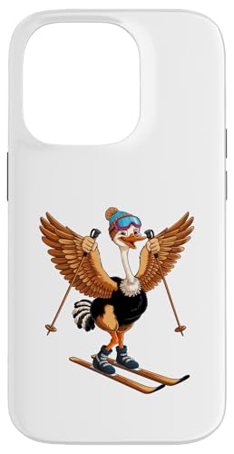 Lustiges Cartoon-Straußen-Ski-Abenteuer Hülle für iPhone 14 Pro von Winter Snow Animals