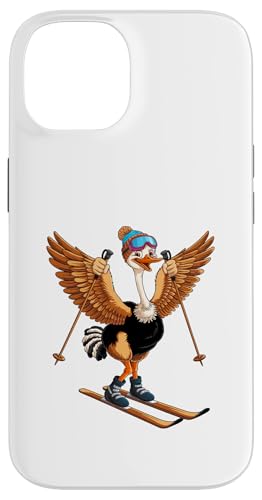 Lustiges Cartoon-Straußen-Ski-Abenteuer Hülle für iPhone 14 von Winter Snow Animals