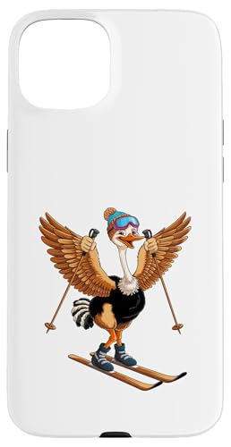 Lustiges Cartoon-Straußen-Ski-Abenteuer Hülle für iPhone 15 Plus von Winter Snow Animals