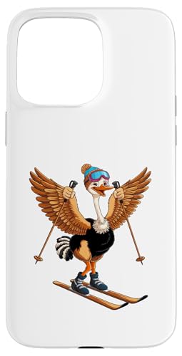 Lustiges Cartoon-Straußen-Ski-Abenteuer Hülle für iPhone 15 Pro Max von Winter Snow Animals