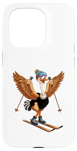 Lustiges Cartoon-Straußen-Ski-Abenteuer Hülle für iPhone 15 Pro von Winter Snow Animals