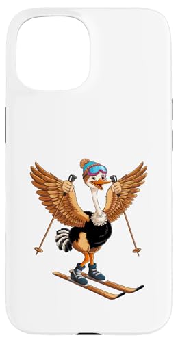 Lustiges Cartoon-Straußen-Ski-Abenteuer Hülle für iPhone 15 von Winter Snow Animals