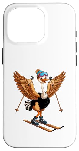 Lustiges Cartoon-Straußen-Ski-Abenteuer Hülle für iPhone 16 Pro von Winter Snow Animals