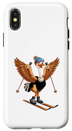 Lustiges Cartoon-Straußen-Ski-Abenteuer Hülle für iPhone X/XS von Winter Snow Animals