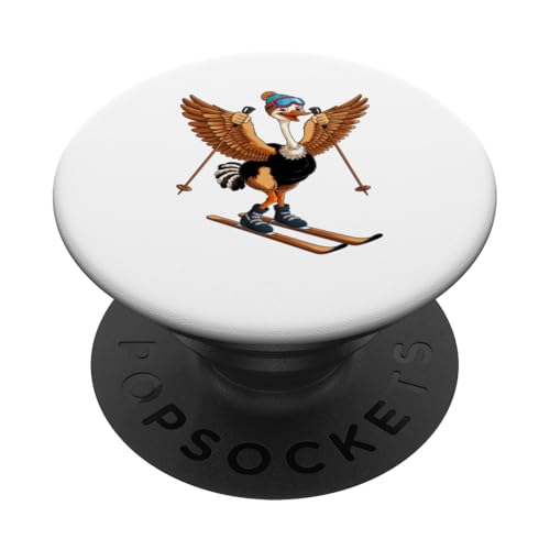 Lustiges Cartoon-Straußen-Ski-Abenteuer PopSockets Klebender PopGrip Lustiges Cartoon-Straußen-Ski-Abenteuer PopSockets Klebender PopGrip von Winter Snow Animals