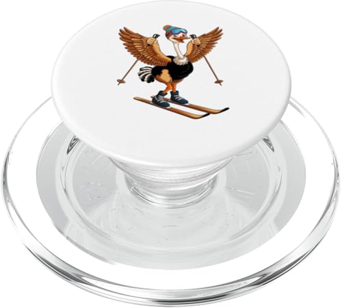 Lustiges Cartoon-Straußen-Ski-Abenteuer PopSockets PopGrip für MagSafe von Winter Snow Animals