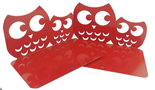 Ein Paar Buchstützen für Kinder im niedlichen Eulen-Design, rutschfestes Metall rot von Winterworm