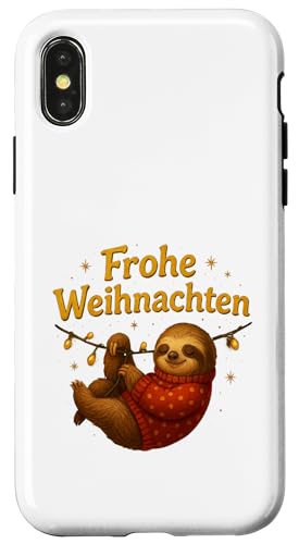 Frohe Weihnachten Faultier Design mit Lichterkette Hülle für iPhone X/XS Frohe Weihnachten Faultier Design mit Lichterkette Hülle für iPhone X/XS von Winterzauber by C.B.L.