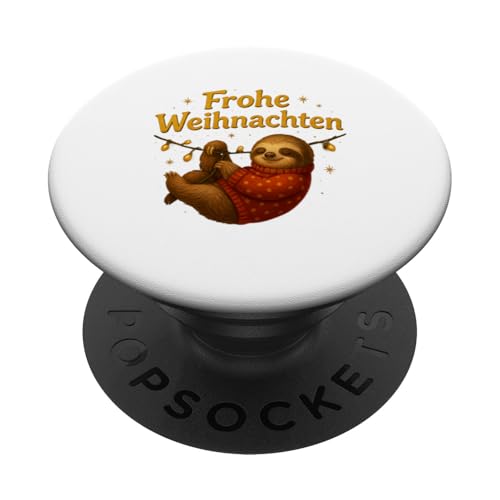 Frohe Weihnachten Faultier Design mit Lichterkette PopSockets Klebender PopGrip Frohe Weihnachten Faultier Design mit Lichterkette PopSockets Klebender PopGrip von Winterzauber by C.B.L.