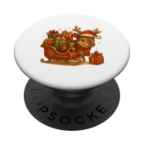 Rentier mit Schlitten voller Geschenke Weihnachtsdesign PopSockets Klebender PopGrip Rentier mit Schlitten voller Geschenke Weihnachtsdesign PopSockets Klebender PopGrip von Winterzauber by C.B.L.