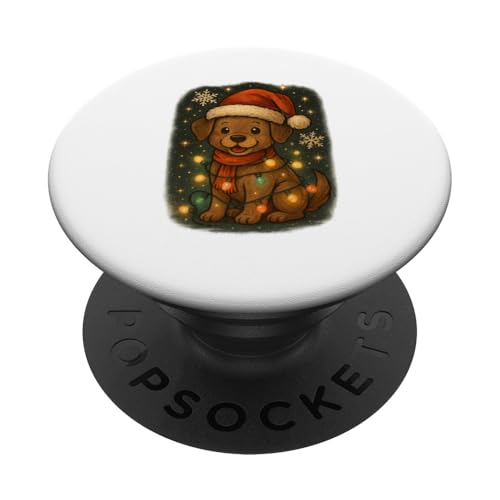 Süßes Weihnachts-Hund Design für Kinder Vintage Look PopSockets Klebender PopGrip Süßes Weihnachts-Hund Design für Kinder Vintage Look PopSockets Klebender PopGrip von Winterzauber by C.B.L.