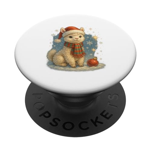 Süßes Weihnachtsalpaka Vintage Design für Kinder PopSockets Klebender PopGrip von Winterzauber by C.B.L.