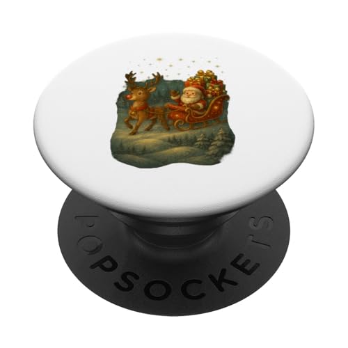 Weihnachtsmann im Schlitten mit Rentier und Geschenken PopSockets Klebender PopGrip Weihnachtsmann im Schlitten mit Rentier und Geschenken PopSockets Klebender PopGrip von Winterzauber by C.B.L.