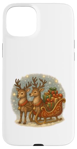 Zwei Rentiere mit Schlitten und Geschenken Vintage Hülle für iPhone 15 Plus Zwei Rentiere mit Schlitten und Geschenken Vintage Hülle für iPhone 15 Plus von Winterzauber by C.B.L.