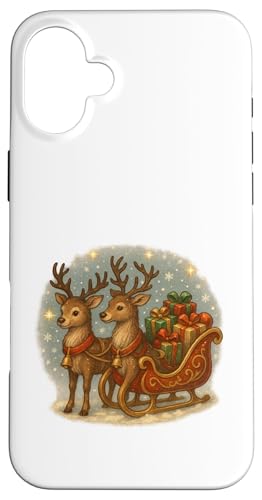 Zwei Rentiere mit Schlitten und Geschenken Vintage Hülle für iPhone 16 Plus Zwei Rentiere mit Schlitten und Geschenken Vintage Hülle für iPhone 16 Plus von Winterzauber by C.B.L.