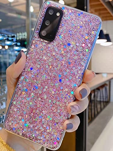 Winzizo Entworfen für Samsung Galaxy S22 Ultra Hülle, Glitzer Sparkle Bling Frauen Mädchen Hüllen Niedlich Gummi Slim Handy Schutzhülle für Galaxy S22 Ultra 5G Hülle 6,8 Zoll (Rosa) von Winzizo