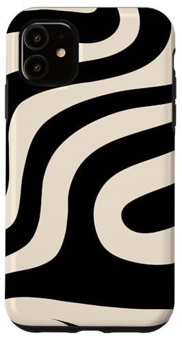 Hülle für iPhone 11 Schwarze und creme flüssige Strudel abstrakte Muster kunst Hülle für iPhone 11 Schwarze und creme flüssige Strudel abstrakte Muster kunst von Wirbel 60er 70er Jahre flüssiges abstraktes Muster