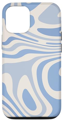 Hülle für iPhone 12/12 Pro Retro Liquid Swirl Abstrakte Muster Kornblume Blau Gestreift Hülle für iPhone 12/12 Pro Retro Liquid Swirl Abstrakte Muster Kornblume Blau Gestreift von Wirbel 60er 70er Jahre flüssiges abstraktes Muster