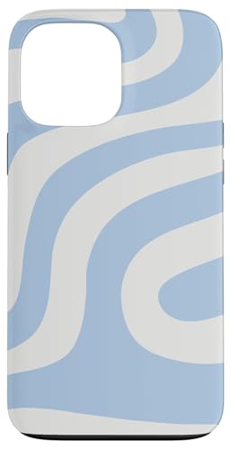 Hülle für iPhone 13 Pro Max Retro Liquid Hellblau und Weiß Wirbel Ästhetik Gestreift von Wirbel 60er 70er Jahre flüssiges abstraktes Muster