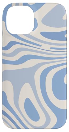Hülle für iPhone 14 Retro Liquid Swirl Abstrakte Muster Kornblume Blau Gestreift Hülle für iPhone 14 Retro Liquid Swirl Abstrakte Muster Kornblume Blau Gestreift von Wirbel 60er 70er Jahre flüssiges abstraktes Muster
