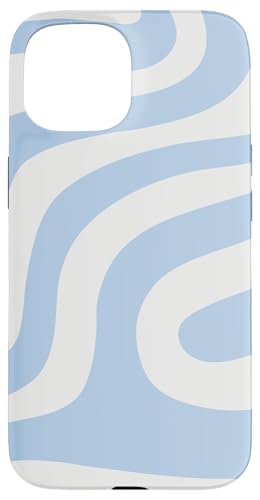 Hülle für iPhone 15 Retro Liquid Hellblau und Weiß Wirbel Ästhetik Gestreift Hülle für iPhone 15 Retro Liquid Hellblau und Weiß Wirbel Ästhetik Gestreift von Wirbel 60er 70er Jahre flüssiges abstraktes Muster