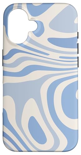 Hülle für iPhone 16 Retro Liquid Swirl Abstrakte Muster Kornblume Blau Gestreift Hülle für iPhone 16 Retro Liquid Swirl Abstrakte Muster Kornblume Blau Gestreift von Wirbel 60er 70er Jahre flüssiges abstraktes Muster