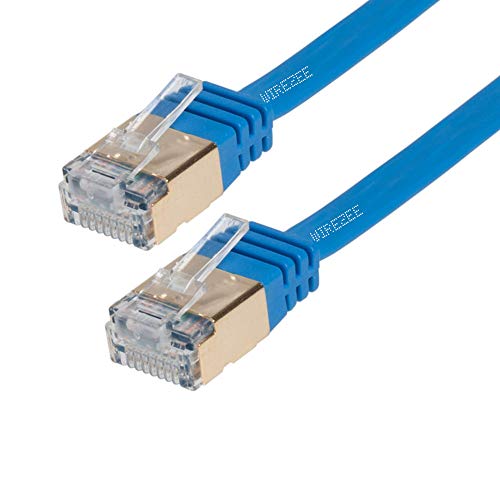 High Speed Ultra Flat CAT7 Ethernet-Kabel, RJ45 Computer Internet LAN Netzwerk Ethernet Patch (weiß, blau, schwarz) (7,6 m, blau) von WireZee