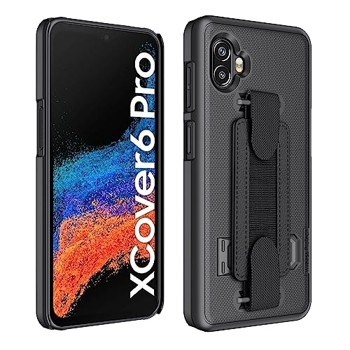 Wireless PROTECH Schutzhülle für Samsung Galaxy XCover6 Pro (SM-G736), mit Handschlaufe, Ständer, Displayschutzfolie (Schwarz) von Wireless PROTECH
