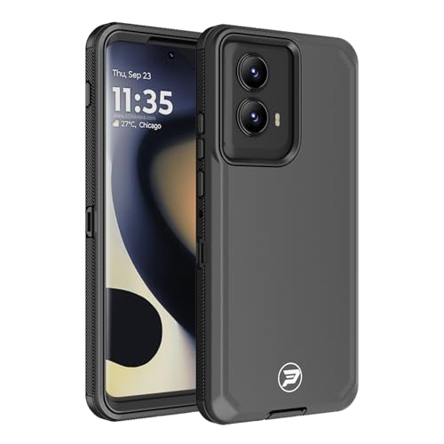 Wireless PROTECH Schutzhülle kompatibel mit Motorola Edge 5G (2024), robustes, dreilagiges TPU und Polycarbonat, glatt, Schwarz/Schwarz von Wireless PROTECH