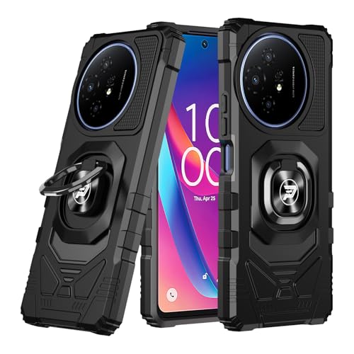 Wireless PROTECH Schutzhülle kompatibel mit TCL 50 XL 5G / 50 XL NXTPAPER 5G Handys, Ring Kickstand magnetische Autohalterung, PC und TPU stoßfeste Schutzhülle (Schwarz) von Wireless PROTECH