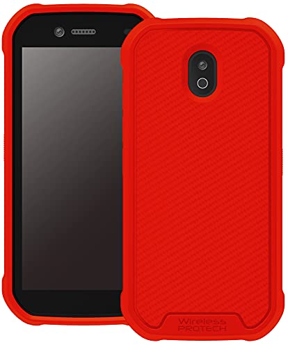 Wireless PROTECH Hülle kompatibel mit CAT S42 und CAT S42 H+ Handys.Flexible schlanke Schutzhülle mit Fallschutz für CAT S42 und S42 H+ Handys (Rot) von Wireless PROTECH