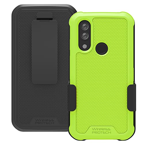 Wireless ProTech Hülle kompatibel mit CAT S62 Drehbares Gürtelclip-Holster und strapazierfähige, flexible Schutzhülle Combo (Limettengrün) von Wireless PROTECH