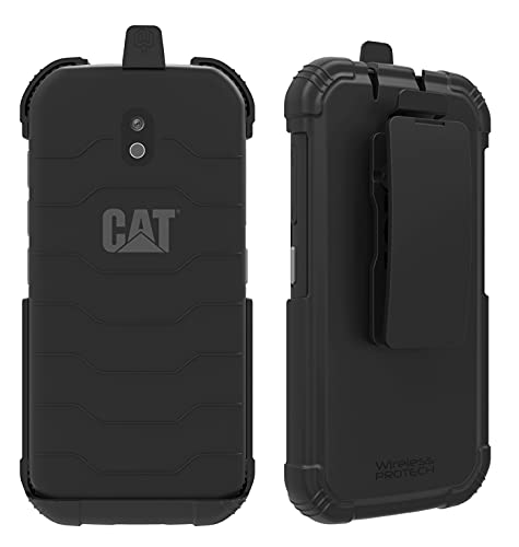 Wireless ProTech Schutzhülle kompatibel mit CAT S42 und CAT S42 H+, sicherer Sitz, Schnellverschluss und robuster drehbarer Gürtelclip-Holster (schwarz) von Wireless PROTECH