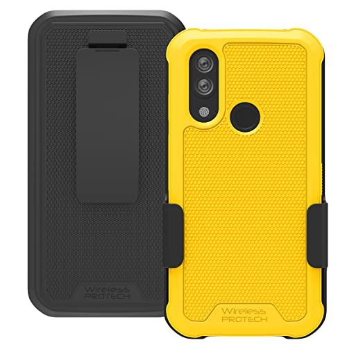 Wireless ProTech Hülle kompatibel mit CAT S62 PRO und CAT S62 Drehbares Gürtelclip-Holster und langlebige flexible Schutzhülle Combo (Gelb) von Wireless PROTECH