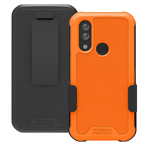 Wireless ProTech Schutzhülle kompatibel mit CAT S62 PRO und CAT S62 Drehbarer Gürtelclip Holster und robuste, flexible Schutzhülle Combo (Orange) von Wireless PROTECH