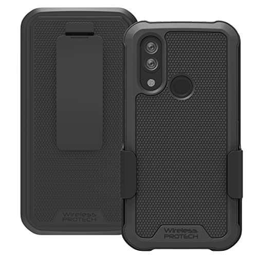 Wireless ProTech Hülle kompatibel mit CAT S62 PRO und CAT S62 Drehbares Gürtelclip-Holster und langlebige flexible Schutzhülle Combo (Schwarz) von Wireless PROTECH