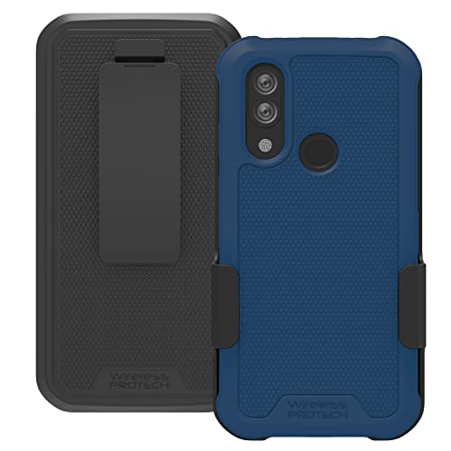 Wireless ProTech Hülle kompatibel mit CAT S62 PRO und CAT S62 Drehbares Gürtelclip-Holster und strapazierfähige, flexible Schutzhülle Combo (Marineblau) von Wireless PROTECH