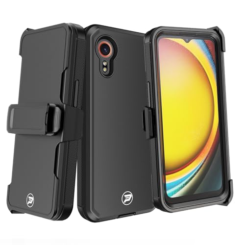 Wireless ProTech Schutzhülle kompatibel mit Samsung Galaxy XCover 7 SM-G556B, robustes Gürtelclip-Holster mit robustem dreilagigem TPU und Polycarbonat, glatte Hülle (Schwarz/Schwarz) von Wireless PROTECH