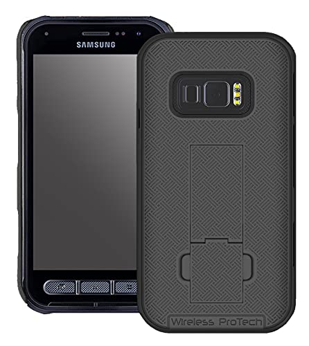 Wireless ProTech Schutzhülle kompatibel mit Samsung Galaxy XCover FieldPro SM-G889. Schlanke, robuste Schutzhülle mit eingebautem Ständer für das Modell SM-G889 (schwarz) von Wireless PROTECH