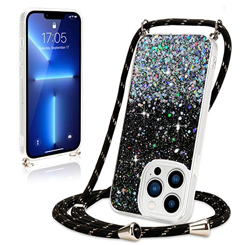 Wirvyuer Handykette Hülle für iPhone 13 Pro Max Handyhülle mit Kordel Glitzer Schutzhülle mit Band zum Umhängen Halskette Silikon Case mit Schnur für iPhone 13 Pro Max Schwarz Wirvyuer Handykette Hülle für iPhone 13 Pro Max Handyhülle mit Kordel Glitzer Schutzhülle mit Band zum Umhängen Halskette Silikon Case mit Schnur für iPhone 13 Pro Max Schwarz von Wirvyuer