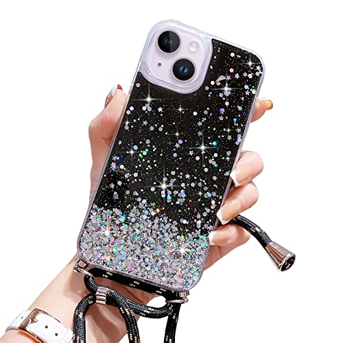 Wirvyuer Handykette Hülle für iPhone 14 Handyhülle mit Kordel Glitzer Schutzhülle mit Band zum Umhängen Halskette Silikon Case mit Schnur für iPhone 14 Schwarz Wirvyuer Handykette Hülle für iPhone 14 Handyhülle mit Kordel Glitzer Schutzhülle mit Band zum Umhängen Halskette Silikon Case mit Schnur für iPhone 14 Schwarz von Wirvyuer