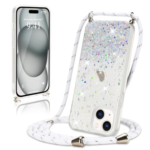 Wirvyuer Handykette Hülle für iPhone 15 Plus Handyhülle mit Kordel Glitzer Schutzhülle mit Band zum Umhängen Halskette Silikon Case mit Schnur für iPhone 15 Plus Transparent Wirvyuer Handykette Hülle für iPhone 15 Plus Handyhülle mit Kordel Glitzer Schutzhülle mit Band zum Umhängen Halskette Silikon Case mit Schnur für iPhone 15 Plus Transparent von Wirvyuer