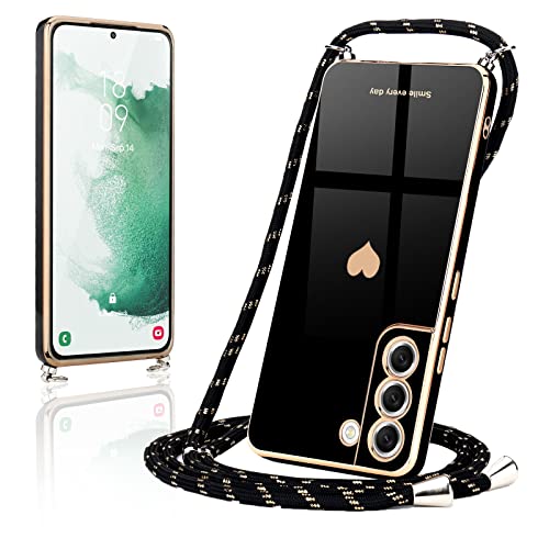Wirvyuer Handykette Kompatibel mit Samsung Galaxy S22 5G Handyhülle mit Band zum Umhängen Kameraschutz Liebesherz Hülle mit Kordel Galvanik Silikon Umhängenschutzhülle für Samsung S22 5G Schwarz Wirvyuer Handykette Kompatibel mit Samsung Galaxy S22 5G Handyhülle mit Band zum Umhängen Kameraschutz Liebesherz Hülle mit Kordel Galvanik Silikon Umhängenschutzhülle für Samsung S22 5G Schwarz von Wirvyuer