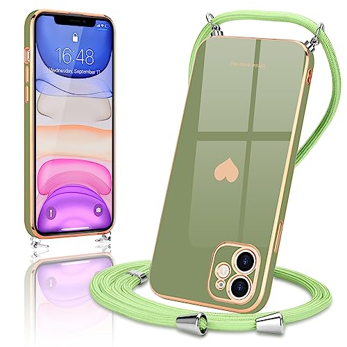 Wirvyuer Handykette Kompatibel mit iPhone 11 Handyhülle Necklace Hülle mit Band zum Umhängen Kameraschutz Liebesherz Schutzhülle mit Halsband Galvanik Silikon Umhängetasche für iPhone 11 Hellgrün Wirvyuer Handykette Kompatibel mit iPhone 11 Handyhülle Necklace Hülle mit Band zum Umhängen Kameraschutz Liebesherz Schutzhülle mit Halsband Galvanik Silikon Umhängetasche für iPhone 11 Hellgrün von Wirvyuer